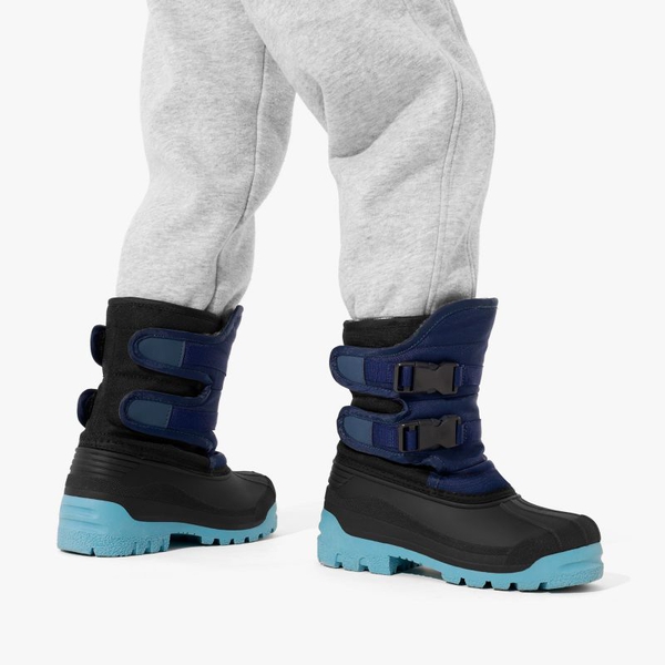 Boys' Hook-And-Loop Non-Slip Snow Boots - DARK BLUE-LIGHT BLUE - 4